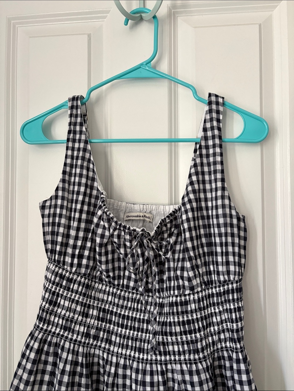 Abercrombie & Fitch Black and White Gingham Smocked Mini Dress - Picture 2 of 6